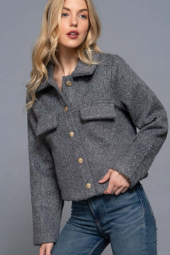 Long Slv Teddy Fleece Short Jacket Bargain Buzz