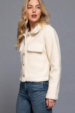 Long Slv Teddy Fleece Short Jacket Bargain Buzz