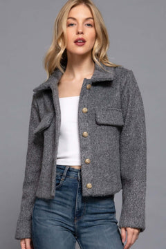 Long Slv Teddy Fleece Short Jacket Bargain Buzz