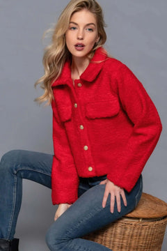 Long Slv Teddy Fleece Short Jacket Bargain Buzz