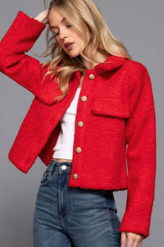 Long Slv Teddy Fleece Short Jacket Bargain Buzz