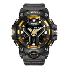 Men's Dual Time Sport Watch - Shock Resistant, LED Light, Military Sty