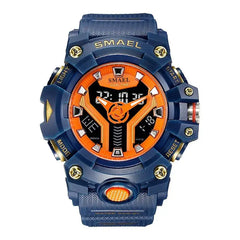 Men's Dual Time Sport Watch - Shock Resistant, LED Light, Military Sty