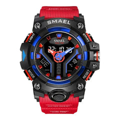 Men's Dual Time Sport Watch - Shock Resistant, LED Light, Military Sty