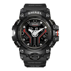 Men's Dual Time Sport Watch - Shock Resistant, LED Light, Military Sty