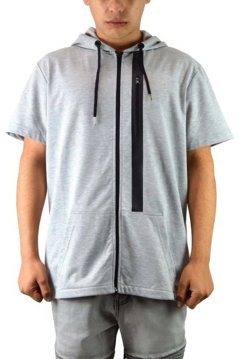 Men's Casual Short Sleeve Zip-up Hoodie Tops Bargain Buzz