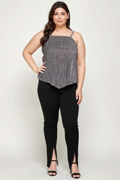 Metallic Stripe Handkerchief Plus Size Top Bargain Buzz