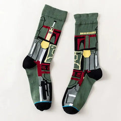 Movie Star Wars Men Socks Master Yoda Obi-Wan Kenobi Cosplay Socks Wookiee Jedi Knight Women Socks 1Pair Autumn Winter Stocking