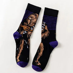 Movie Star Wars Men Socks Master Yoda Obi-Wan Kenobi Cosplay Socks Wookiee Jedi Knight Women Socks 1Pair Autumn Winter Stocking