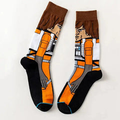 Movie Star Wars Men Socks Master Yoda Obi-Wan Kenobi Cosplay Socks Wookiee Jedi Knight Women Socks 1Pair Autumn Winter Stocking