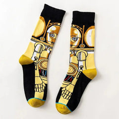 Movie Star Wars Men Socks Master Yoda Obi-Wan Kenobi Cosplay Socks Wookiee Jedi Knight Women Socks 1Pair Autumn Winter Stocking