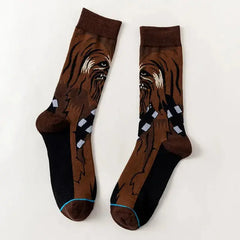 Movie Star Wars Men Socks Master Yoda Obi-Wan Kenobi Cosplay Socks Wookiee Jedi Knight Women Socks 1Pair Autumn Winter Stocking