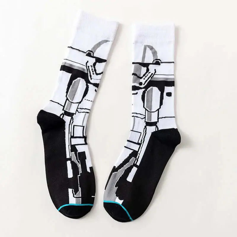 Movie Star Wars Men Socks Master Yoda Obi-Wan Kenobi Cosplay Socks Wookiee Jedi Knight Women Socks 1Pair Autumn Winter Stocking