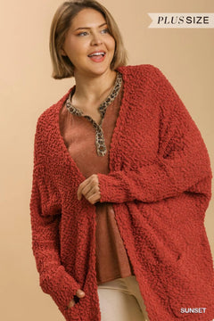 Open Front Oversized Cardigan Sweater With Pockets ccwholesaleclothing