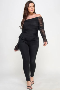 Ots Ruched Mesh Top ccwholesaleclothing