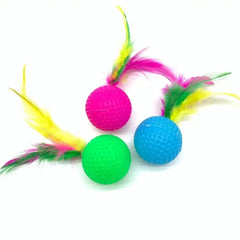 Plastic Golf Ball with Feather Cat Toy Bargain Buzz