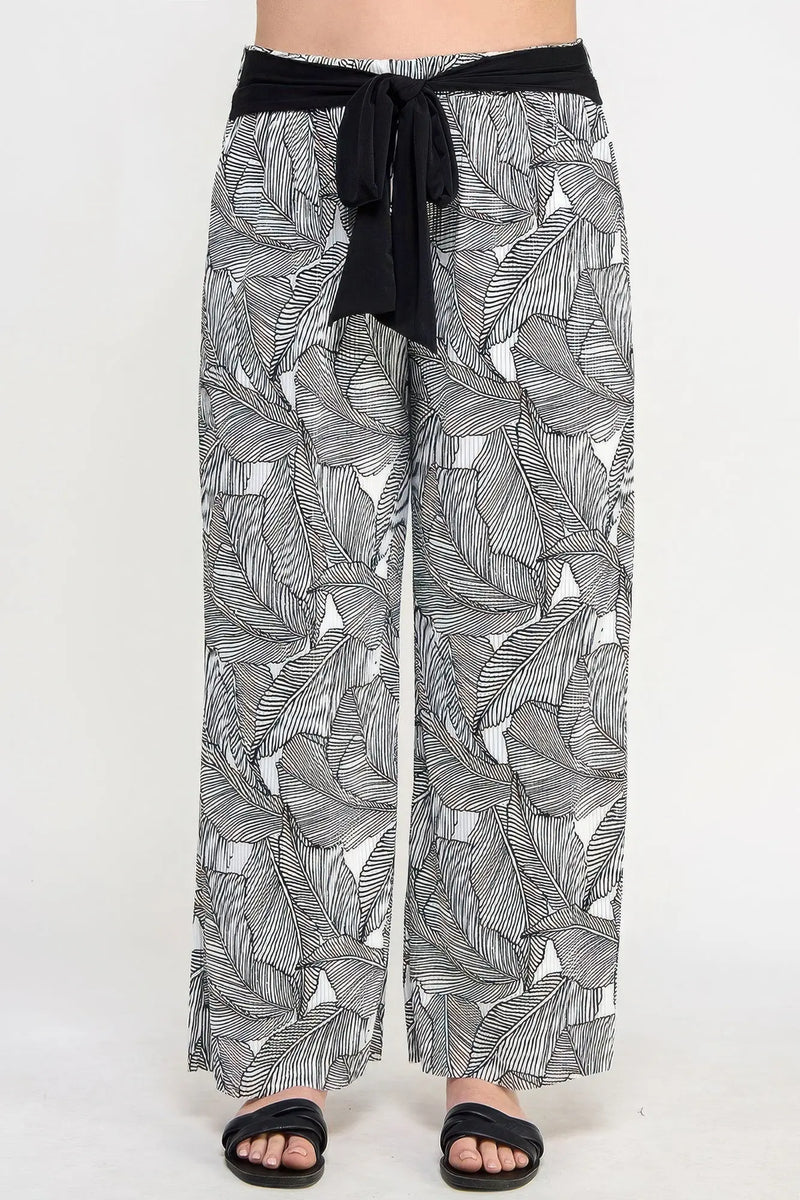 Plisse Palm Print Pants ccwholesaleclothing