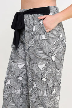 Plisse Palm Print Pants ccwholesaleclothing