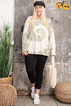 Plus Size Long Sleeve Special Washed Poly Rayon Knit Top