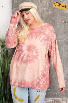 Plus Size Long Sleeve Special Washed Poly Rayon Knit Top