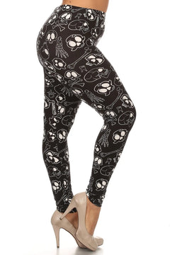 Plus Size Print, Full Length Leggings In A Fitted Style With A Banded 