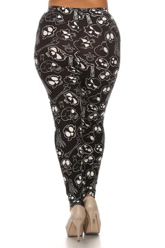 Plus Size Print, Full Length Leggings In A Fitted Style With A Banded 