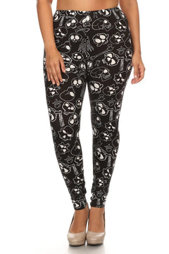 Plus Size Print, Full Length Leggings In A Fitted Style With A Banded 