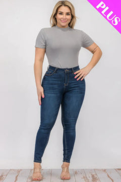 Plus Size Ribbed Short Sleeve Bodysuit ccwholesaleclothing