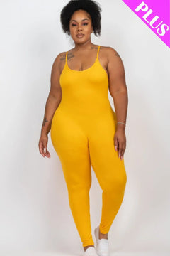 Plus Size Solid Bodycon Cami Jumpsuit ccwholesaleclothing