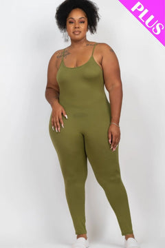 Plus Size Solid Bodycon Cami Jumpsuit ccwholesaleclothing