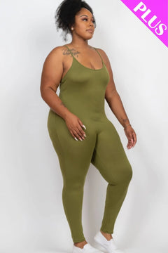 Plus Size Solid Bodycon Cami Jumpsuit ccwholesaleclothing