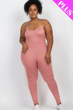 Plus Size Solid Bodycon Cami Jumpsuit ccwholesaleclothing