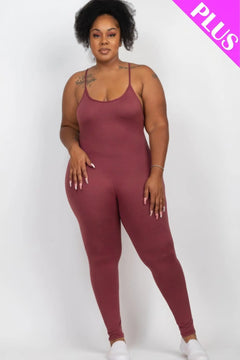 Plus Size Solid Bodycon Cami Jumpsuit ccwholesaleclothing