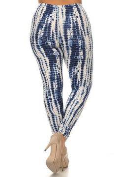 Plus Size Tie Dye Print, Full Length Leggings In A Slim Fitting Style 