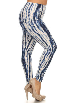 Plus Size Tie Dye Print, Full Length Leggings In A Slim Fitting Style 