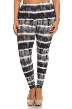 Plus Size Tie Dye Print, Full Length Leggings In A Fitted Style With A