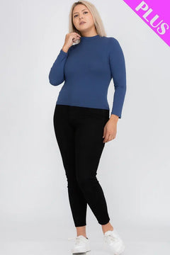 Plus Size Top- Solid Color Mock Neck Tops ccwholesaleclothing