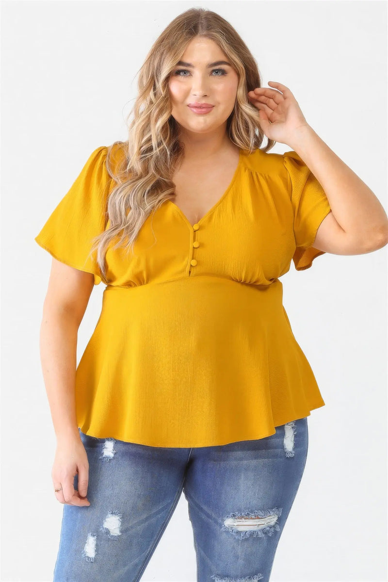 Plus Tie Detail Flare Top ccwholesaleclothing