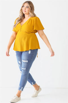 Plus Tie Detail Flare Top ccwholesaleclothing