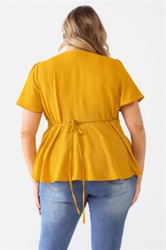 Plus Tie Detail Flare Top ccwholesaleclothing