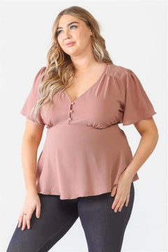 Plus Tie Detail Flare Top ccwholesaleclothing