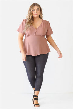 Plus Tie Detail Flare Top ccwholesaleclothing