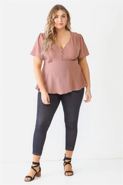 Plus Tie Detail Flare Top ccwholesaleclothing