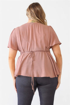 Plus Tie Detail Flare Top ccwholesaleclothing