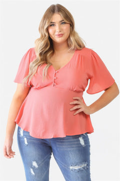 Plus Tie Detail Flare Top ccwholesaleclothing