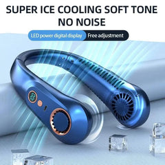 Portable Mini Bladeless Neck Fan - 3000mAh, USB Rechargeable with Digi