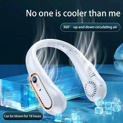 Portable Mini Bladeless Neck Fan - 3000mAh, USB Rechargeable with Digi