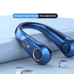 Portable Mini Bladeless Neck Fan - 3000mAh, USB Rechargeable with Digi