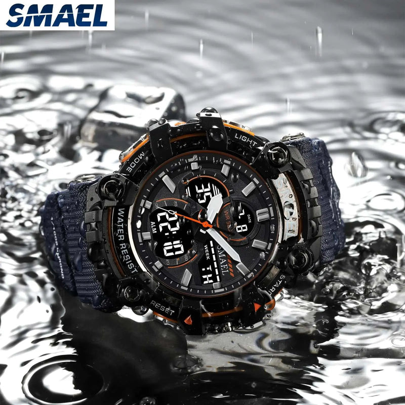 SMAEL 8079 Dual-Time Waterproof Watch - Durable, Multifunctional, 50m