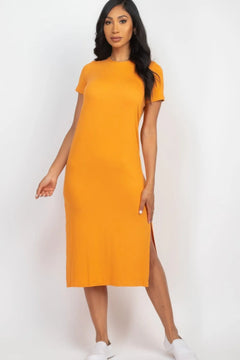 Side slit comfy midi dress Bargain Buzz